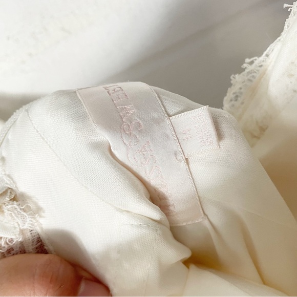 Melissa Sweet Leaf Pattern Lace A-Line Wedding Dress Size 14 - Picture 11 of 17